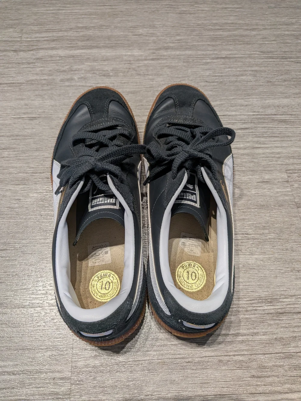 PUMA Gray & White Classic Sneakers with Gum Sole